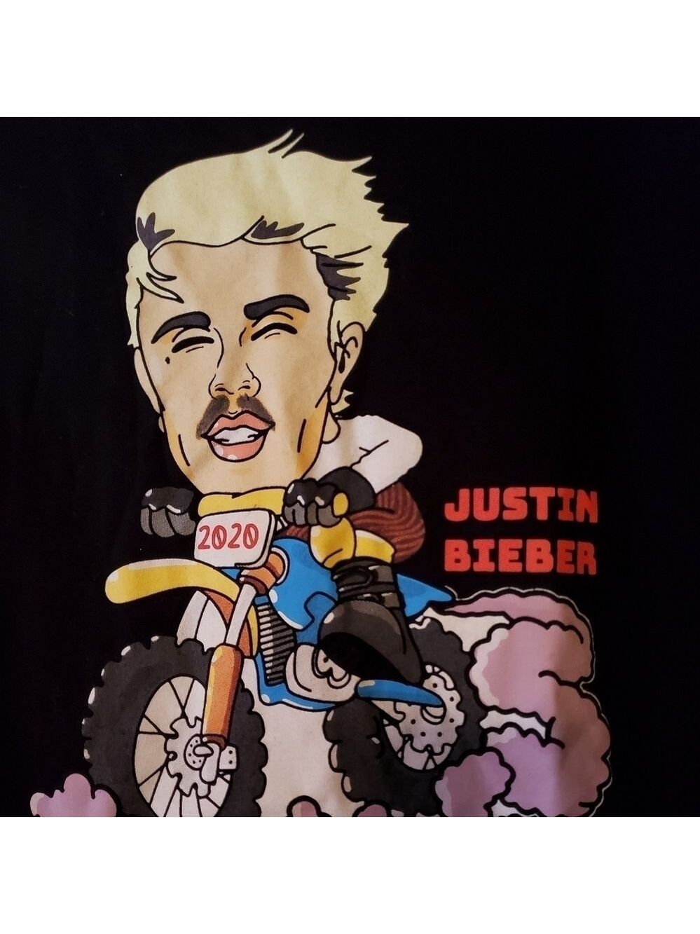 BP Justin Bieber Graphic Crop Top Baby Tee Black Medium - Picture 9 of 12